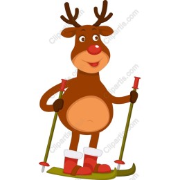 Cheerful Skiing Reindeer