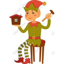 Cheerful Elf with House