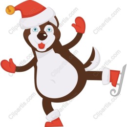Festive Skating Dog