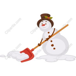 Cheerful Snowman with Shovel