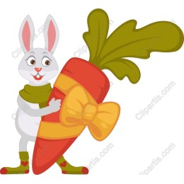 Adorable Rabbit with Carrot