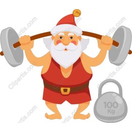 Muscular Santa Claus Lifting Weights