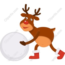 Playful Reindeer with Snowball