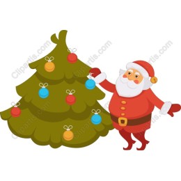 Santa Claus Decorating Christmas Tree