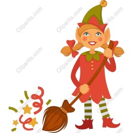 Cheerful Elf with Broom
