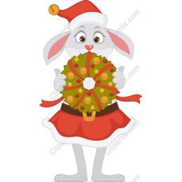 Christmas Bunny Santa with Wreath