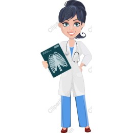 Friendly Female Doctor with X-Ray