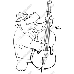 Whimsical Hippo with Double Bass