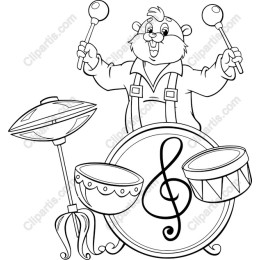 Joyful Musical Bear Playing Percussion