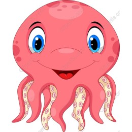 Adorable Pink Cartoon Octopus
