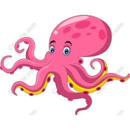 Pink Cartoon Octopus