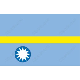 Vibrant Blue Flag with Starburst Emblem