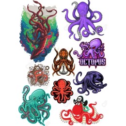  Octopus Clipart Set - Nine Unique s