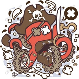 Whimsical Pirate Octopus