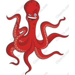 Cartoon Red Octopus