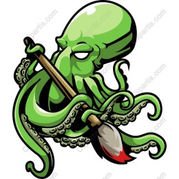 Whimsical Green Octopus Art