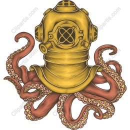 Vintage Diving Helmet with Octopus