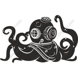 Whimsical Vintage Diving Octopus