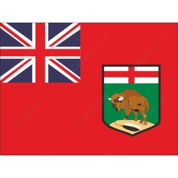 Manitoba Flag - Bison Emblem in Red Background