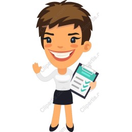 Cheerful Businesswoman with Clipboard