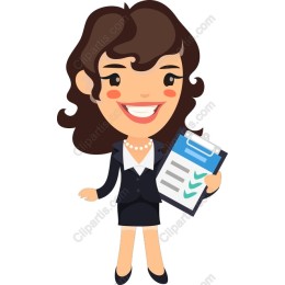 Cheerful Businesswoman with Clipboard