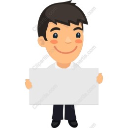 Cheerful Character with Blank Sign