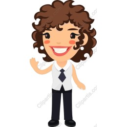 Cheerful Curly-Haired Woman Character