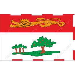 Vibrant Flag with Golden Lion and Green Trees