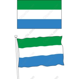 Vibrant Green, White, and Blue Flag