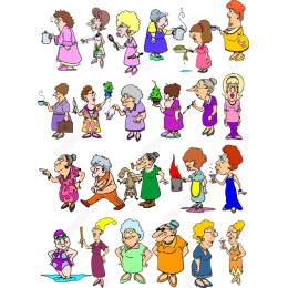 Charming Cartoon Seniors Set