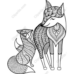 Whimsical Mother and Baby Fox