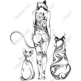 Elegant of Woman with Cats