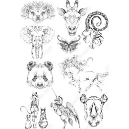 Set of Ornate Animal