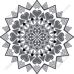 Elegant Black and White Mandala with Hearts