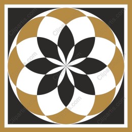 Geometric Elegance: Circular Black, White, and Gold