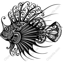 Intricate Black and White Ornate Fish