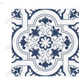 Navy Blue Ornate Tile Pattern