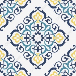 Ornate Floral in Teal, Yellow, and Navy