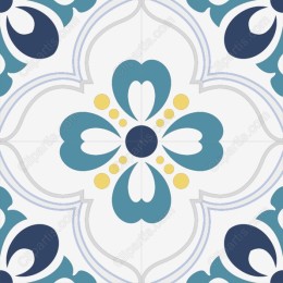 Elegant Floral Pattern in Blue and Yellow