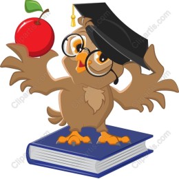 Wise Owl with Book and Apple
