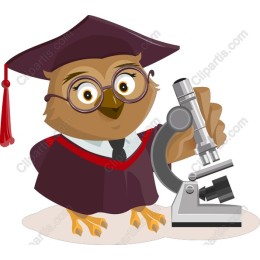 Graduating Owl with Microscope