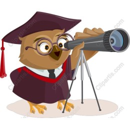 Graduation Owl with Telescope