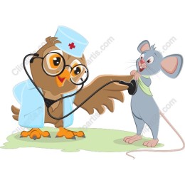Owl Doctor Examining Mouse