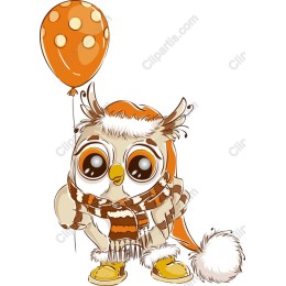 Whimsical Owl with Balloon