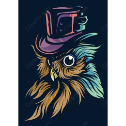 Whimsical Owl with Top Hat