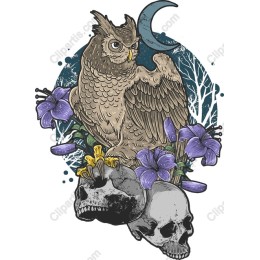 Majestic Owl and Skull Floral
