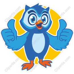 Cheerful Blue Cartoon Owl