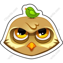 Whimsical Owl with Green Bird