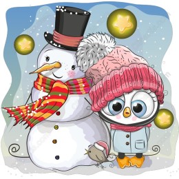Winter Wonderland: Snowman and Penguin