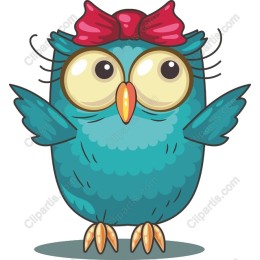 Teal Owl with Bow
